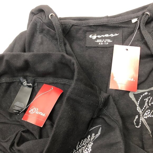 GUESS FULLZIP HOODED TOP & CAPRI Sweat PANTS SET XSM NWT - Picture 8 of 9